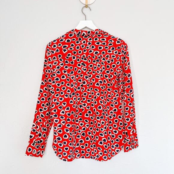 J. Crew Classic Fit Heart Print Silk Boy Shirt size 2 - Picture 5 of 6